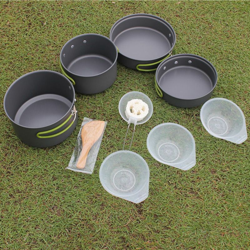 Image result for 8pcs Outdoor Camping Hiking Cookware Backpacking Cooking Picnic Bowl Pot Pan Set Support Wholesale