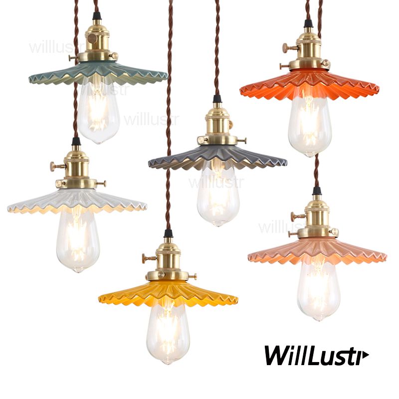 Handmade Ceramic Lamp Pleated China Shade Pendant Light Pleat Handmade Ceramic Lamp Pleated China Shade Pendant Light Pleat Suspension Lighting Dinning Room Restaurant Bedside Hotel Bakery Glass
