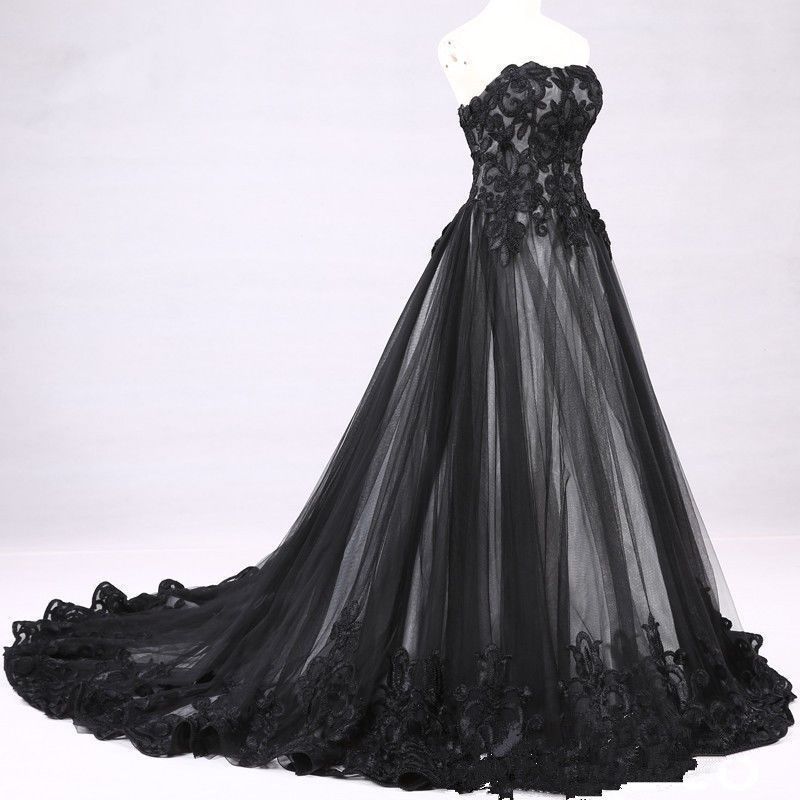 compre vestido de novia de encaje gótico victoriano blanco negro