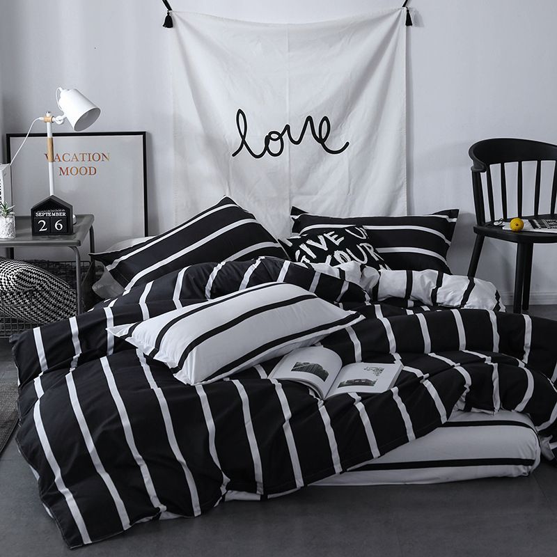 black and white kids bedding children's room classic black white bed linens euro quilt cover flat sheet pillowcase adult kids bedding set duvet twin full queen king girls sets discount black and white kids bedding children's room classic black white bed linens euro quilt cover flat sheet pillowcase adult kids bedding set duvet twin full queen king girls sets discount