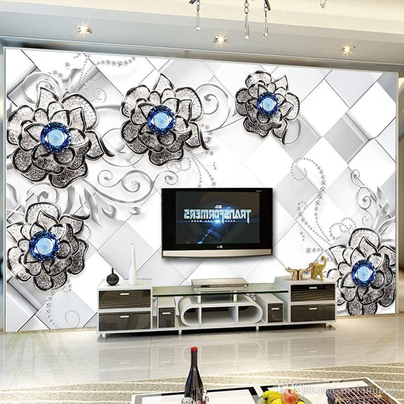 custom 3d mural wallpaper european style diamonds pattern flowers