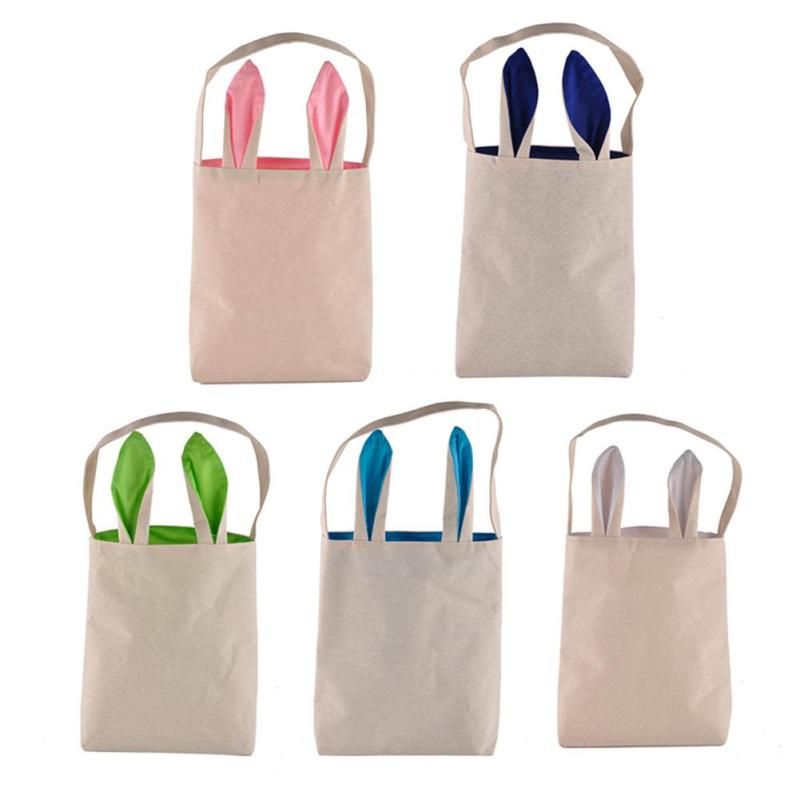 2018 easter bunny basket rabbit ears gift bags burlap dual layer