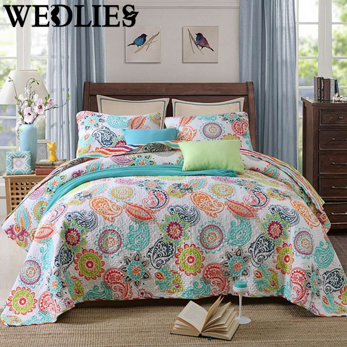 Cotton Bedding Set Coverlet Bedspread Patchwork Queen King Size Cotton Bedding Set Coverlet Bedspread Patchwork Queen King Size Paisley Quilted Home Bedroom Accessories And Comforter Sets Duvet