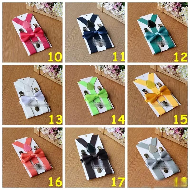 26 colors Kids Suspenders Bow Tie Set for 1-10T Baby Braces Elastic Y-back