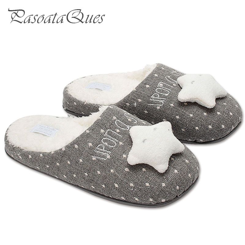 new cute star women home slippers warm winter house shoes for indoor