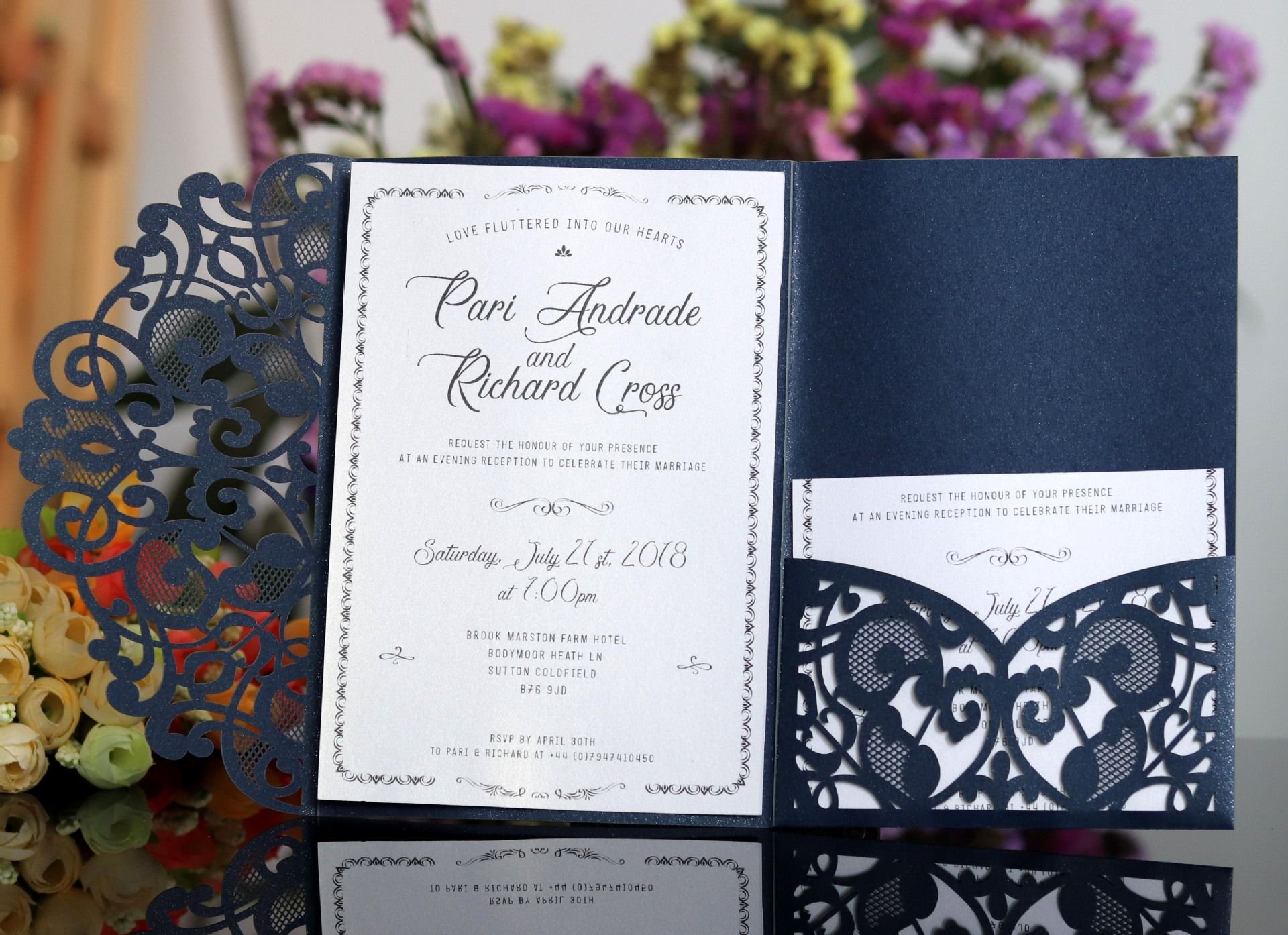 Laser Cut Wedding Invitations Oem In Customized Hollow Folding