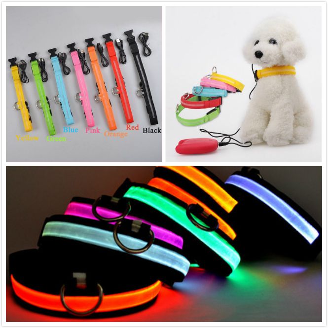 2020 LED Flash Collars Dog Cat Collars Flashlight USB Rechargeable