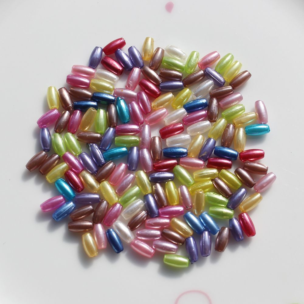 1000 Pure White Plastic Faux Pearl Tiny Rice Oval Beads 3X6mm Imitation Pearl