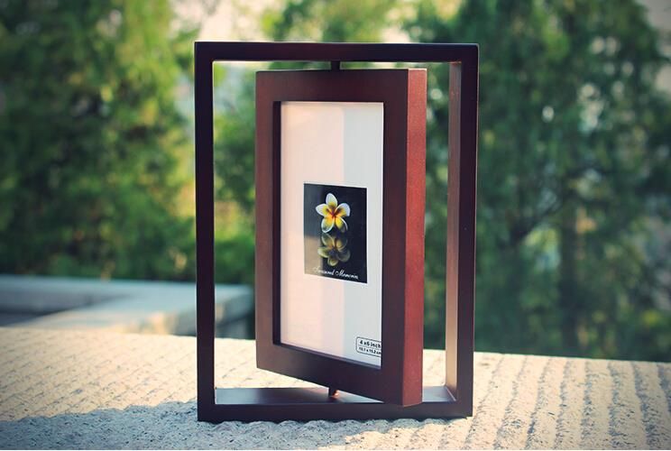 2018 European Catalpa Wood Rotating Picture Frame Two Sided 6 Inch