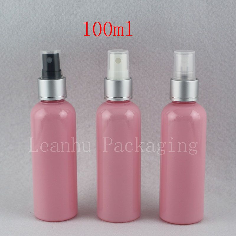 100ml pink bottle with silver spray