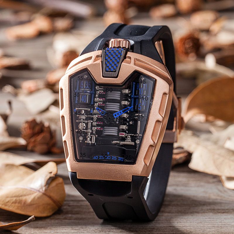 Top Seller Mens Fashion Large Face Skull Watch With Bracelet Link Band