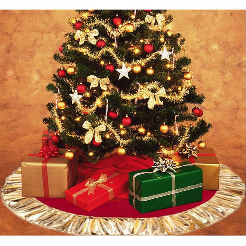 90cm Red Christmas Tree Skirt Golden Edge Xmas Cover Decor New YearS Product Natale Holiday Decorations For Sale 90cm Red Christmas Tree Skirt Golden Edge Xmas Cover Decor New YearS Product Natale Holiday Decorations For Sale