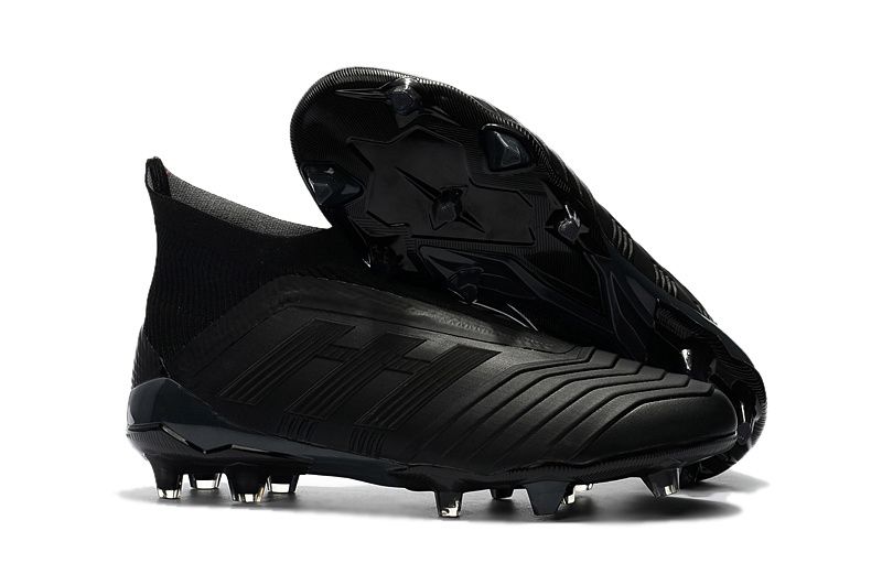 black laceless football boots