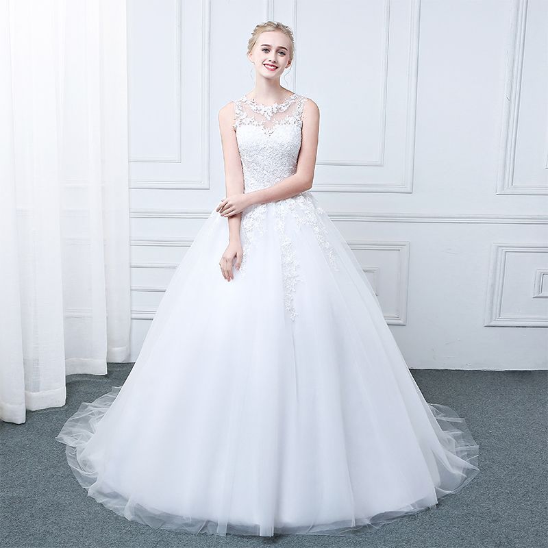 compre vestido de novia 2017 princesa de encaje una línea apliques