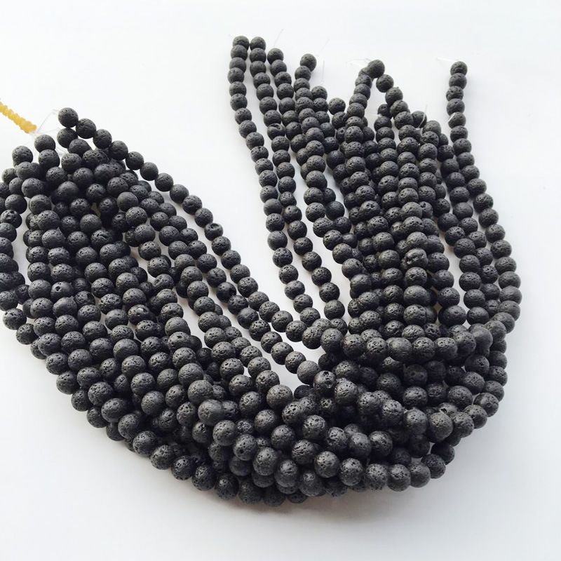 2021 Fashion 8MM Natural Stone Black Lava Volcanic Stone Loose Beads