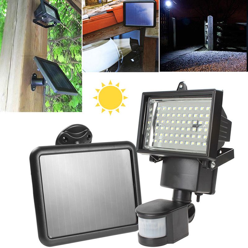 Solar Power Panel 60 Led Flood Light Pir Motion Sensor Outdoor Garden Yard Landscape Floodlight Security Emergency Wall Lamp