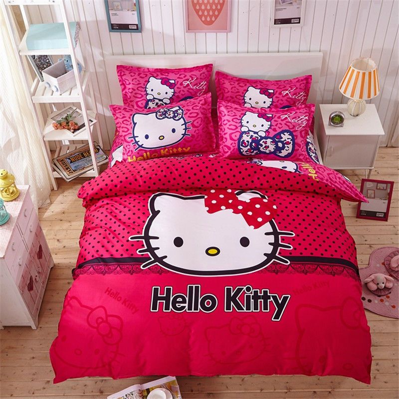 Whole Hello Kitty Cartoon Bedding Set Kids With Duvet Cover Bed Whole Hello Kitty Cartoon Bedding Set Kids With Duvet Cover Bed Sheet Of Linen Bedsheet Bedspread Sheets Queen Twin Size Girls Shabby