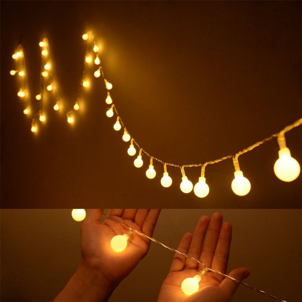 String Lights With 50 Led Globe Bulbs For Indoor Outdoor Commercial String Lights With 50 Led Globe Bulbs For Indoor Outdoor Commercial Hanging Umbrella Garden Patio Lamp Lawn Party