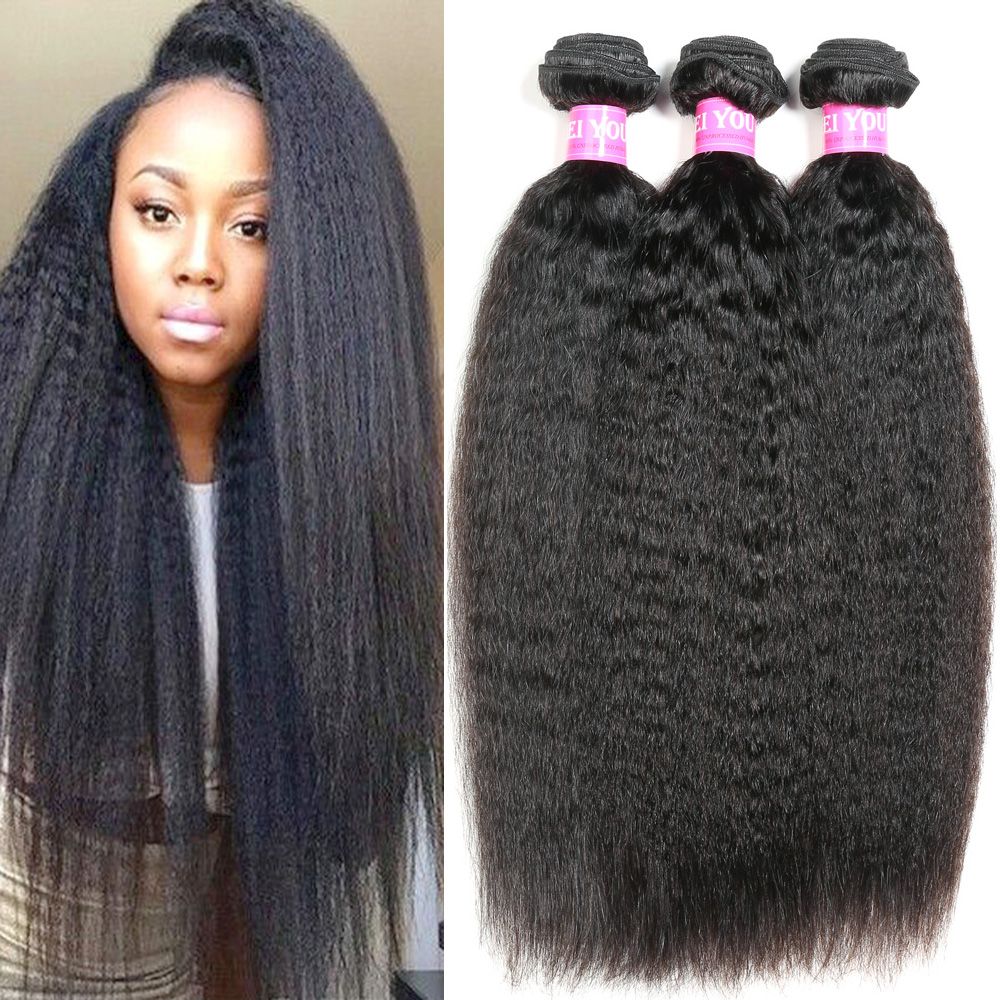 Brazilian Kinky Straight Yaki Human Hair Weave 7A Brazilian Virgin
