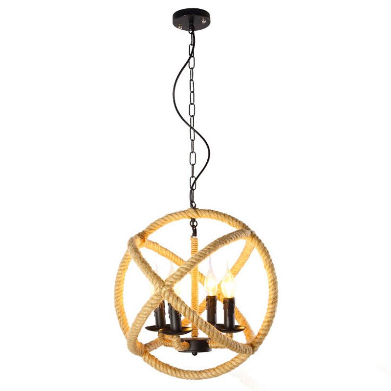Retro Hemp Rope Iron Pendant Lights Vintage Cord Hanging Lamp Retro Hemp Rope Iron Pendant Lights Vintage Cord Hanging Lamp For Cafe Bar Restaurant Ball Shape Led Haning Light Lamps E27 American Loft