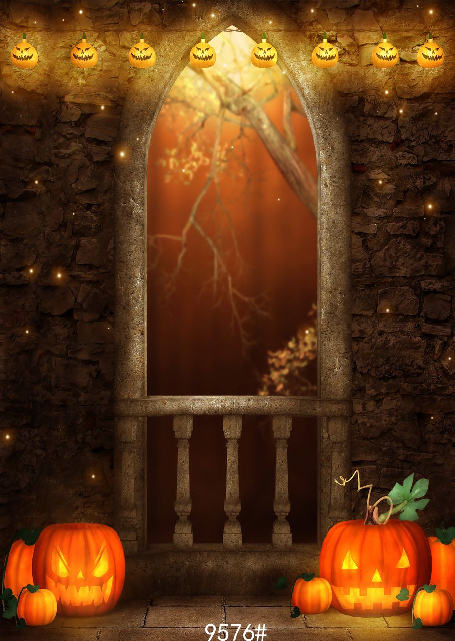 2018 halloween backdrop pumpkins old house door night photography backdrops vinyl cloth customize backgrounds for photo studio from harmonyphography