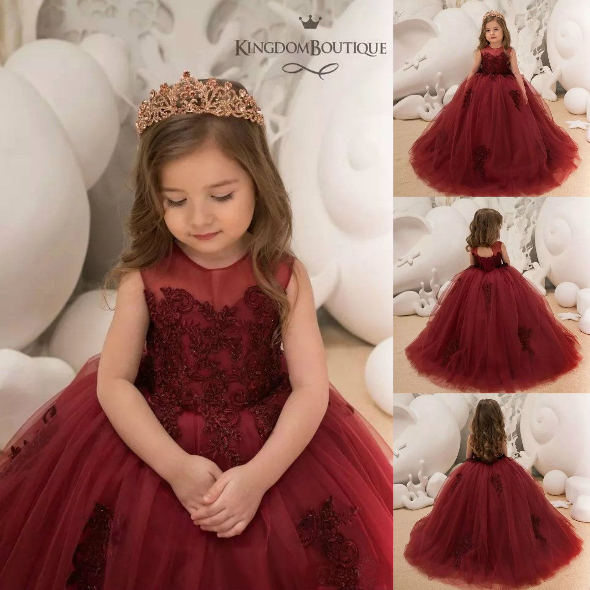 maroon gown for flower girl
