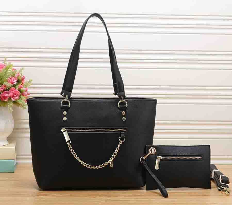 Women Two Tone 2 Piece Shoulder Bag Set Ladies Designer PU Leather Tote Handbag