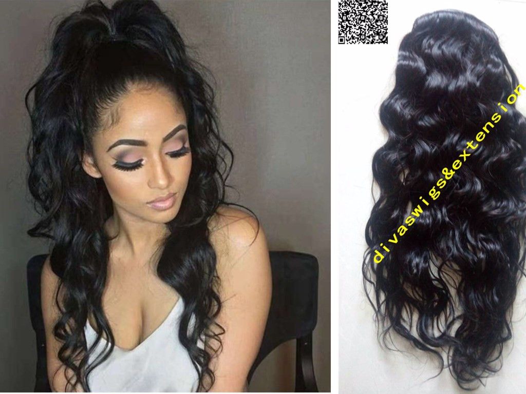 100 Human Wet Wavy Ponytail Hairpiece 10A Virgin Remy Natural Wave ...