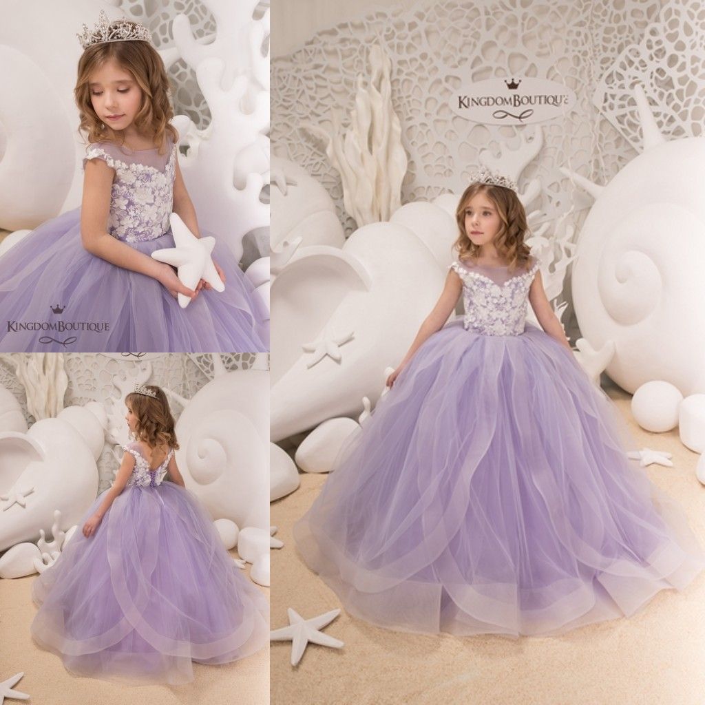 Purple Flower Girl Tulle Dress