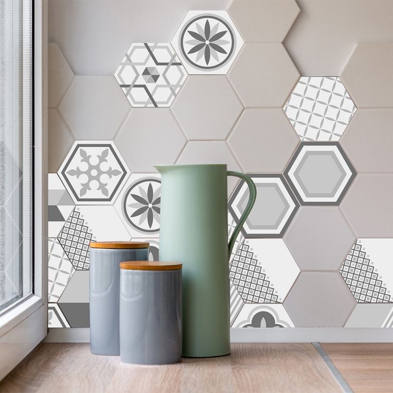 geometric hexagonal 3d tile sticker waterproof backsplash easy to
