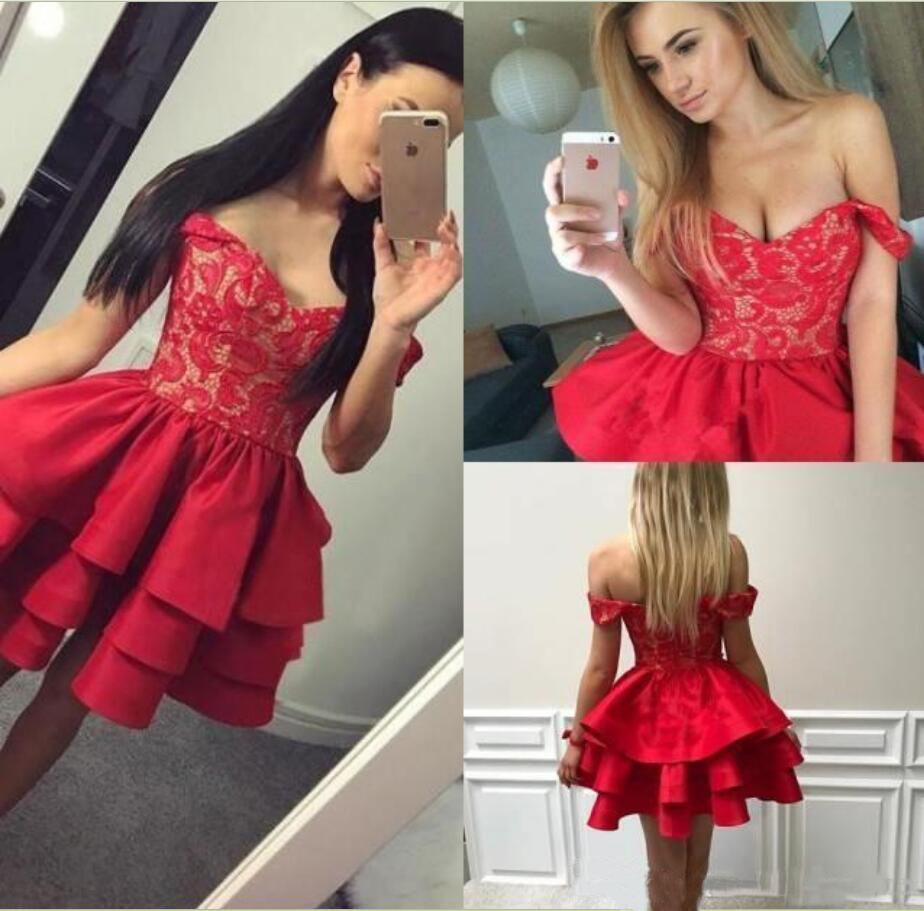 red short ruffle dress