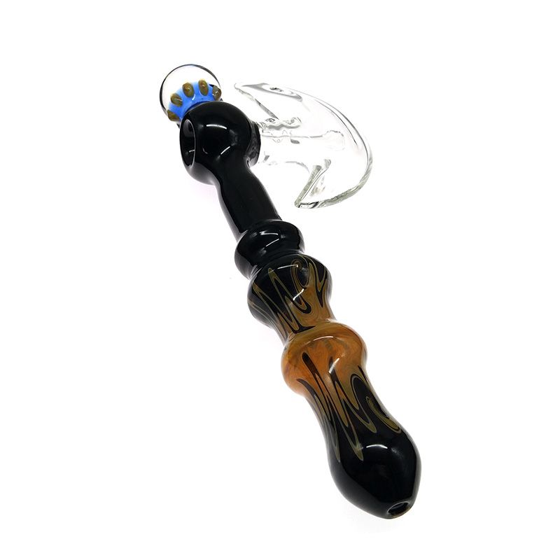 인기있는 블랙과 투명 색상의 슬림 도끼 모양 디자인의 유리 물 파이프 유리 사용 흡연에 대한 파이프 버블을 봉