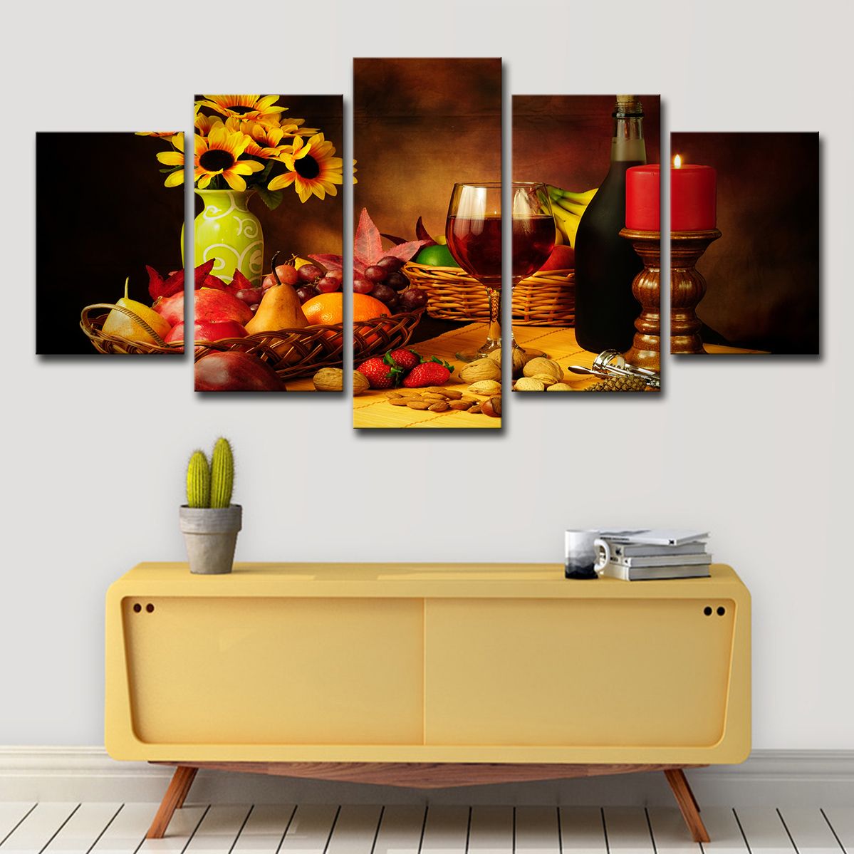 Canvas Pictures Wall Art Hd Prints Poster 5 Pieces Fruit And Food Wine Glass Paintings Kitchen Restaurant Home Decor