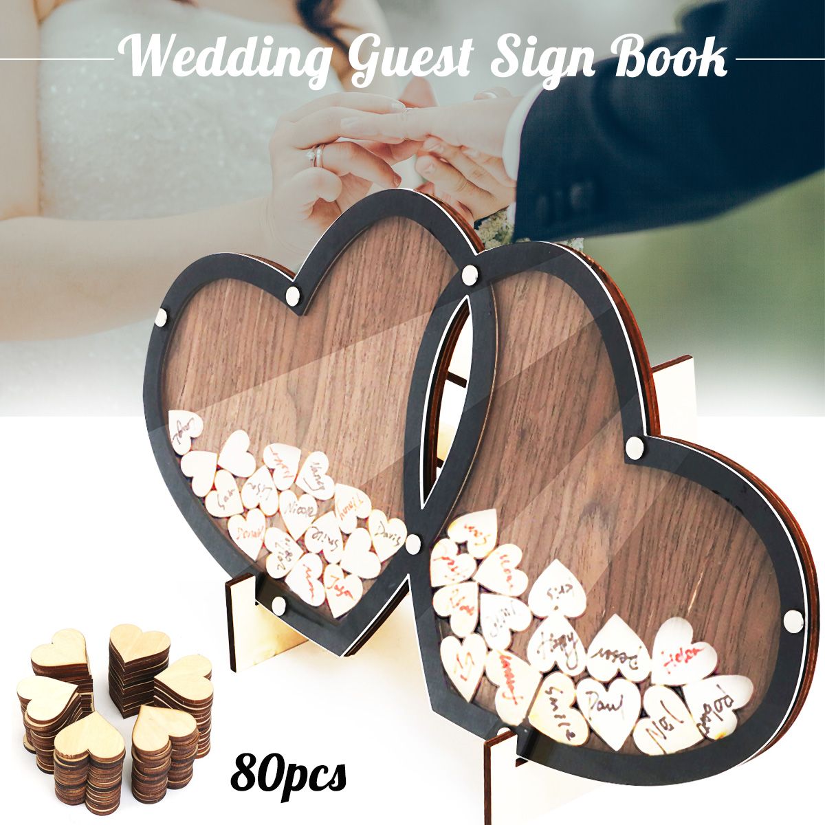 2019 Wooden Hearts Wedding Guest Book Double Heart Visit Frame 2019 Wooden Hearts Wedding Guest Book Double Heart Visit Frame Signature Sign Guestbook Party Decor Ornaments With 80 From Tengdingwedding