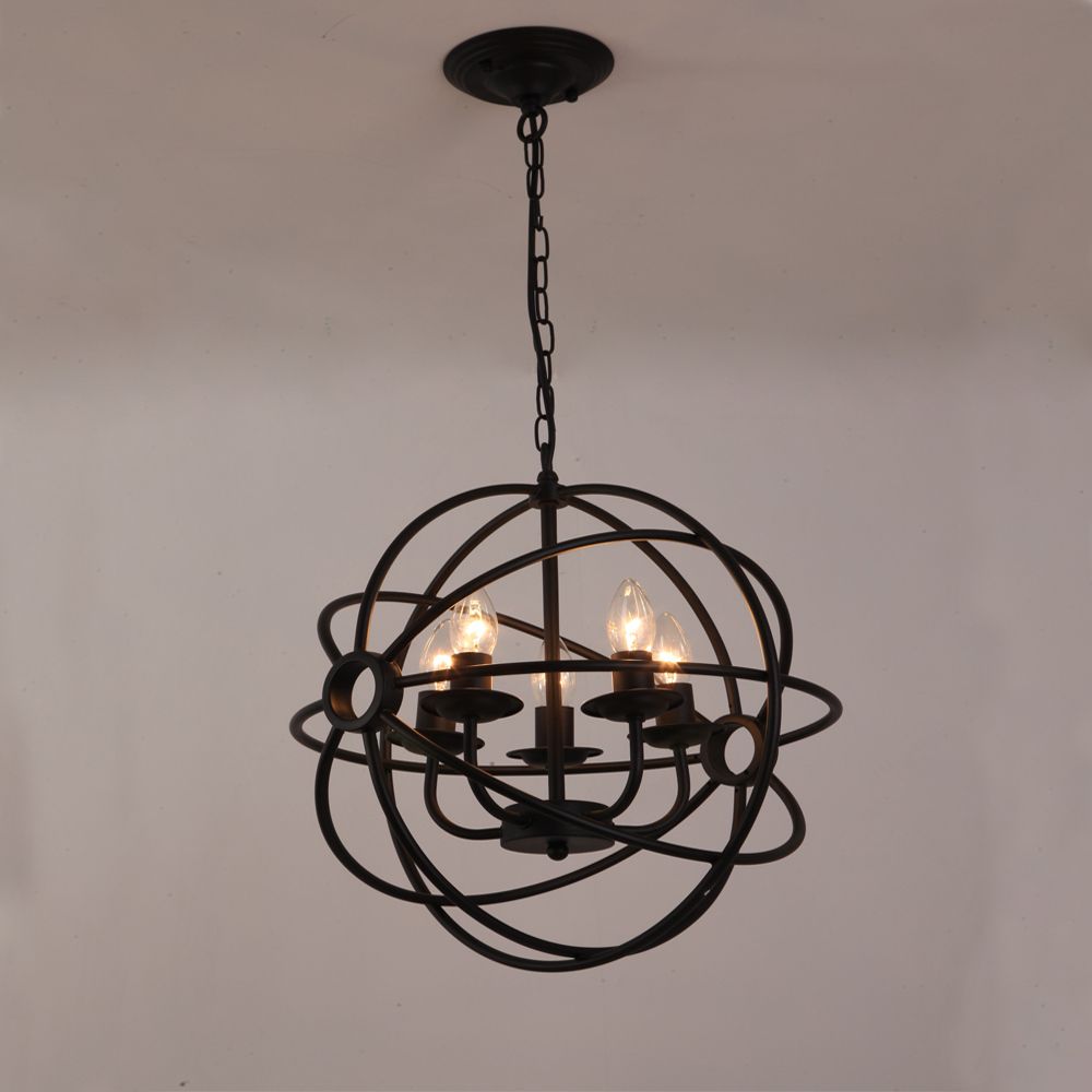 Nordic Loft Vintage American Rural Countryside Creative Restaurant Nordic Loft Vintage American Rural Countryside Creative Restaurant Bar Wrought Iron Chandelier Circle Globe Lamp Lighting Wpl226 Home Light Fixtures Hanging
