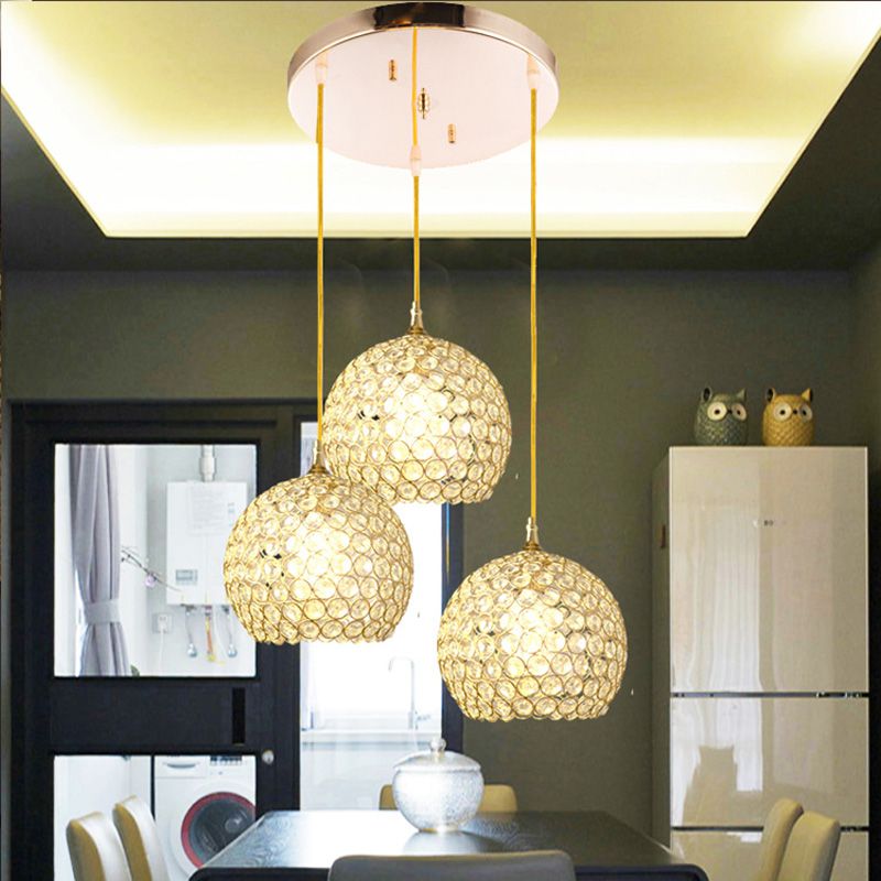 Modern Single Heads 3 Gold Chrome Color Crystal Beaded Ball Pendant Light Re Cristal For Dinning Living Room Bedroom Bar