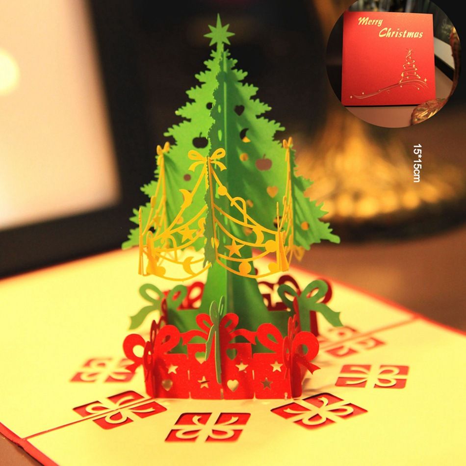 3d Stereoscopic Christmas Tree Greeting Card Wish Cards For Friends Relatives Best Wish Drop Ship line Greeting Cards line Greeting Cards Free