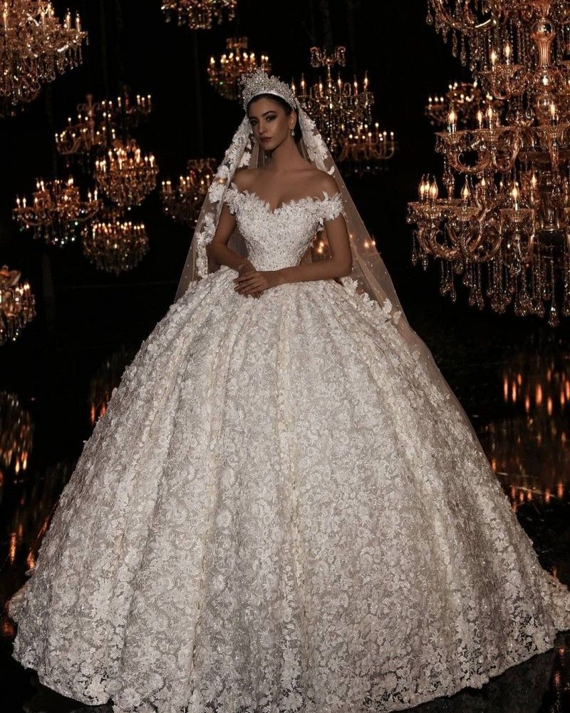 Abiti Da Sposa In Pizzo Di Lusso Abiti Da Sposa Appliqued Fuori Dalla  Spalla Plus Size Abiti Da Sposa Gonfio In Rilievo Vestido De Novia Da  422,06 € | DHgate Italy