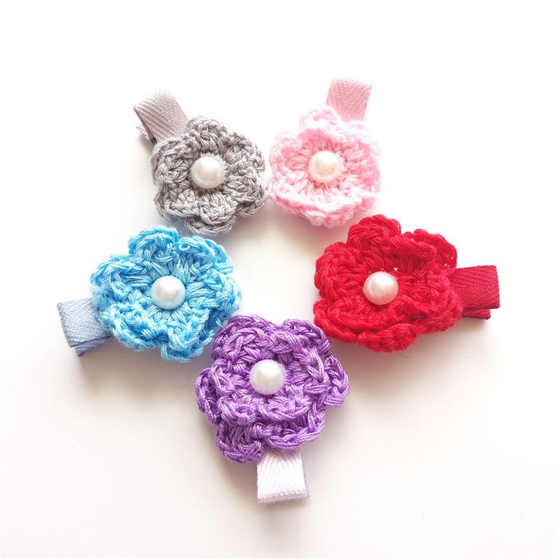 Adorable Crochet Flower Hair Clips Back To School Gift Pink Flower