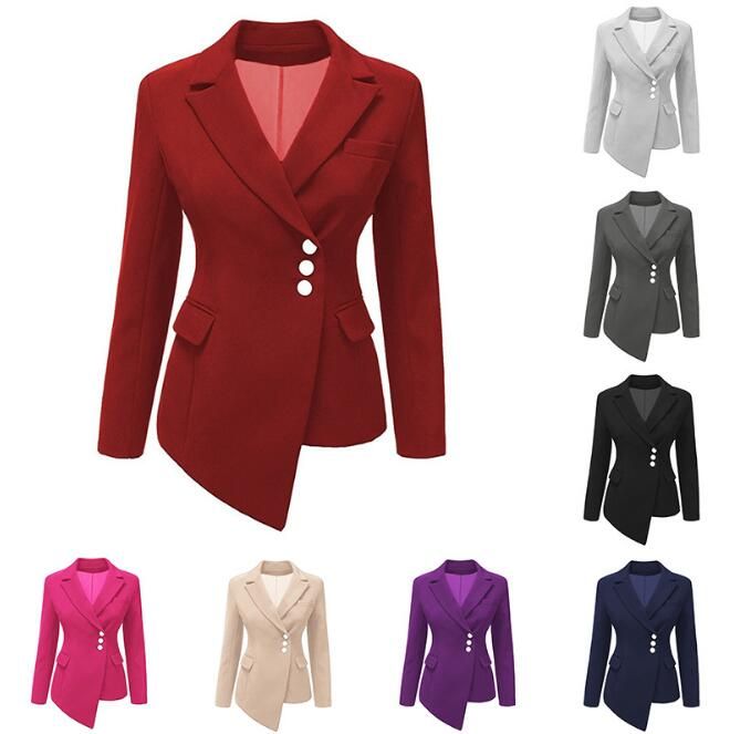 9 Colors Women Suits Slim Blazers Lady Business Suit Formal Coats Office Cardigan Irregular Tops Casual Long Sleeve Jacket Cca10330 6pcs