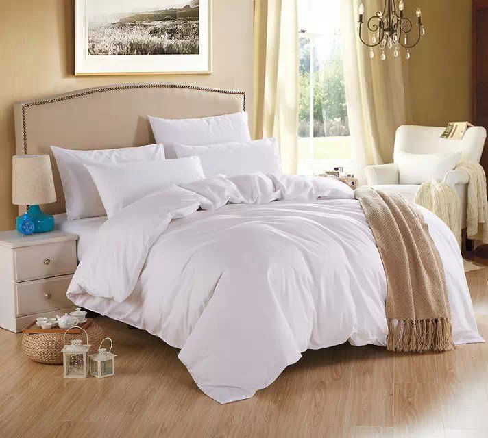 new white theme high quality home bedding set 2 pillow case 1 bed