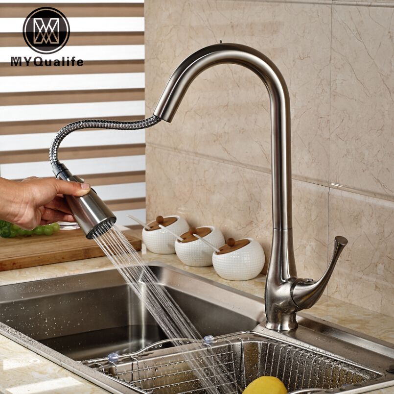2019 Brand New Pull Out Dual Functions Sprayer Kitchen Sink Faucet 2019 Brand New Pull Out Dual Functions Sprayer Kitchen Sink Faucet Deck Mount With Hot And Cold Water Brushed Nickel From Sheiler 83 58 Dhgate Com