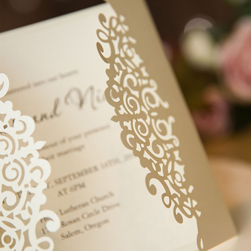 50 Kit Design Print Laser Cut Wedding Invitations Convites De