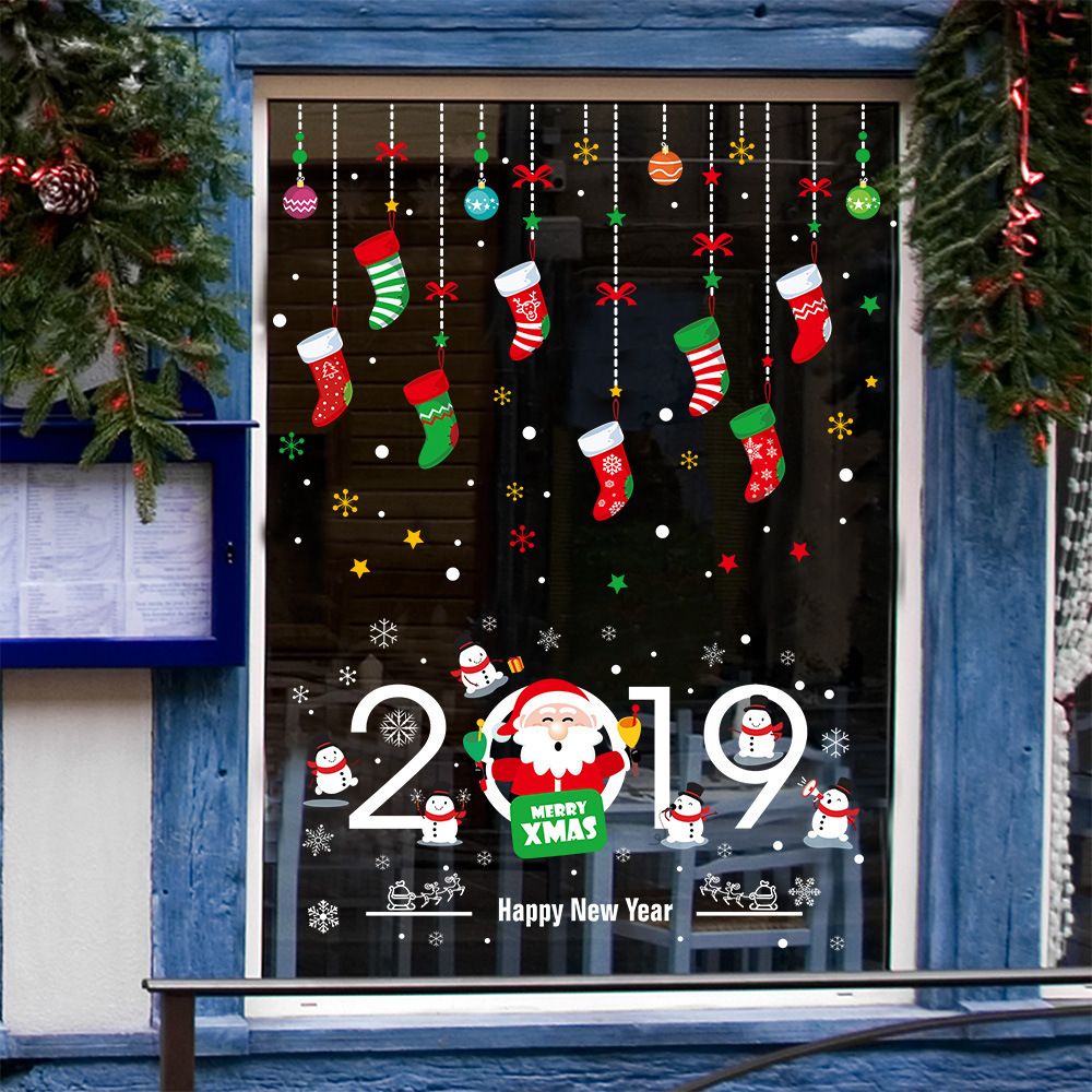 New Pattern Santa Claus Accessories Shop Display Window Glass Door Decoration Wall Stickers Kids Wall Sticker Kids Wall Stickers From Luckyartware2