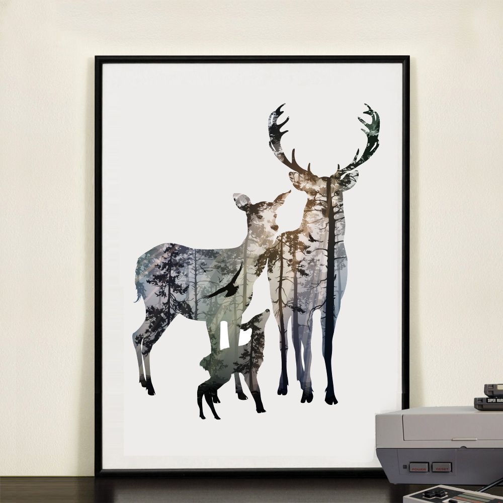 2018 Picture Form Silhouette Of Deer Nordic Poster Paintings On The 2018 Picture Form Silhouette Of Deer Nordic Poster Paintings On The Wall Decoration Pictures Scenery Posters And Prints Art Fa396 From