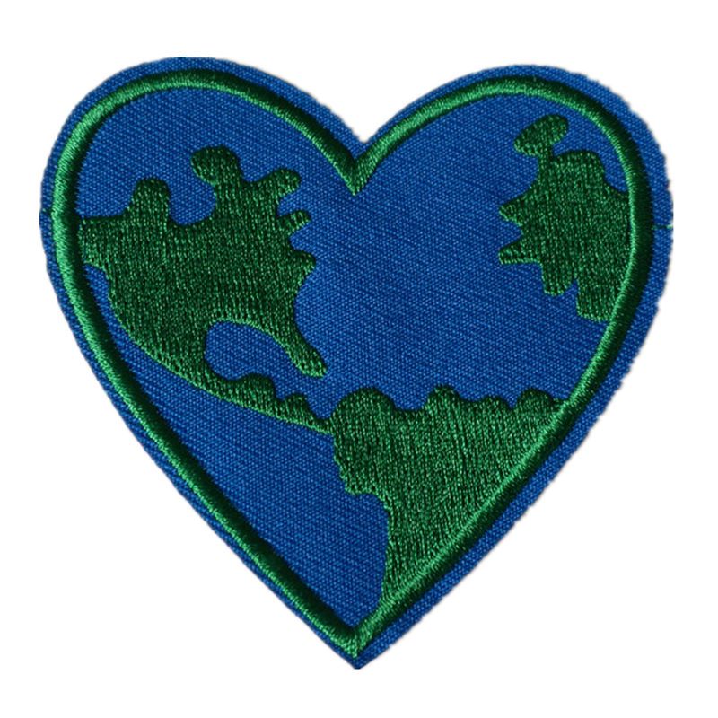 2020 Embroidered Earth Heart Shape Patches Sewing Iron On Creative