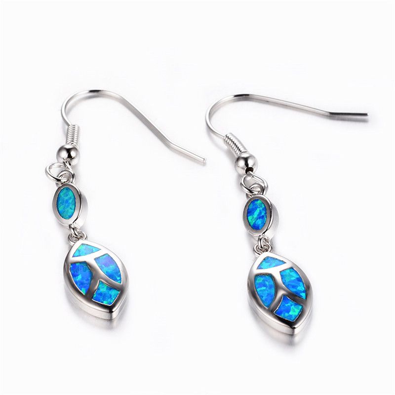 Women 925 Sterling Silver Opal Earrings Dangles Drop Ladies Stud Earring Jewelry
