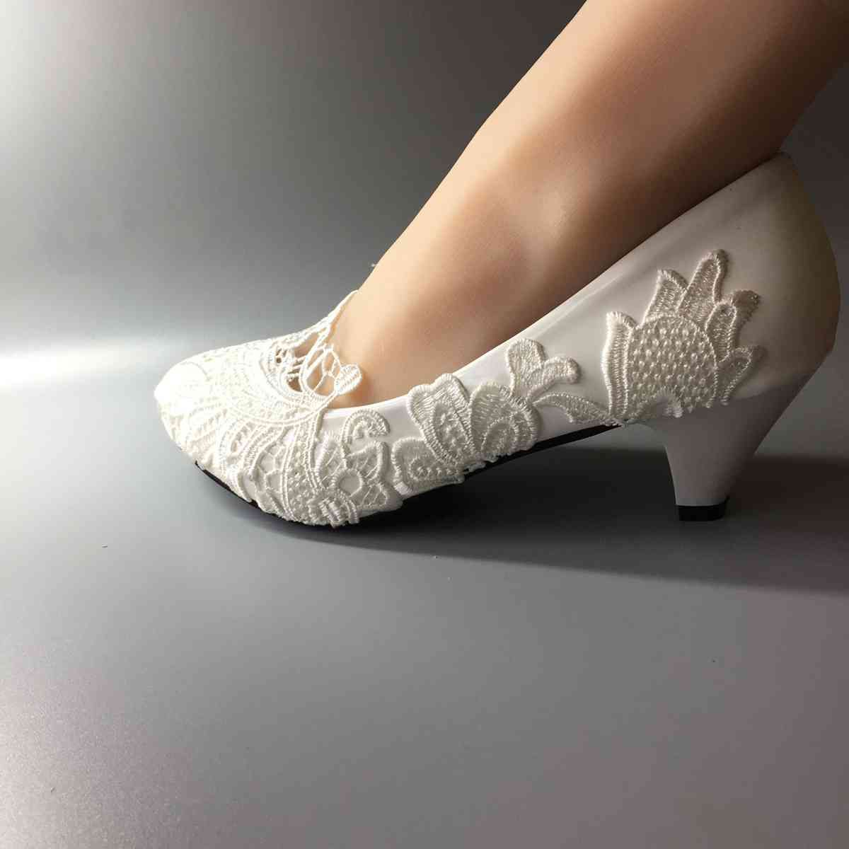 Handmade Wedding Shoes White Ribbon Bride Dresses Han Edition
