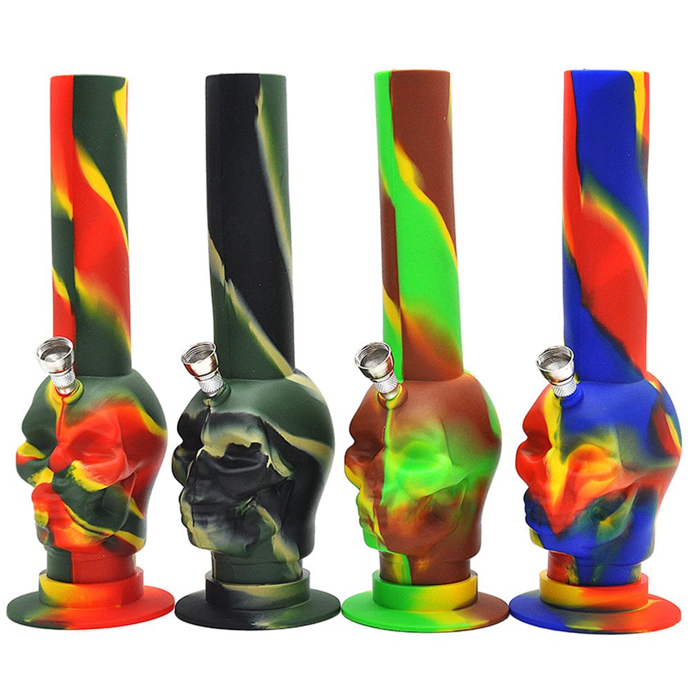 2020 Newest Skull Silicone Bongs Glass Bong With Honey Bucket Oil Rig