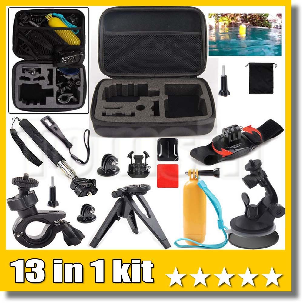 13 In 1 Kit Action Cam Accessories M Size Carry Bag Floating Handle